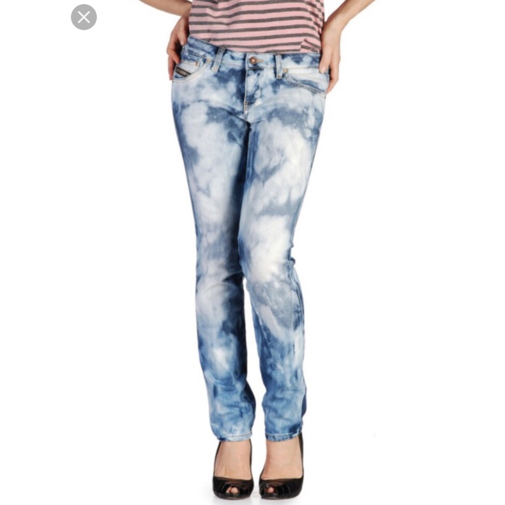 Diesel Women's Straight Leg Jeans in Blue Tie-Dye Wash